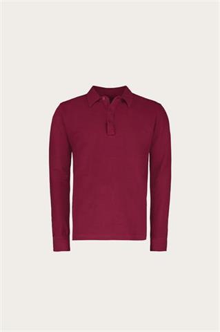 Bordowa koszulka polo z długim rękawem 78034 - 545291