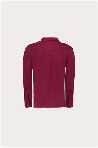 Bordowa koszulka polo z długim rękawem 78034 - 545301