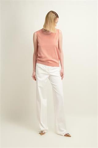 Brzoskwiniowy top damski z bawełną i kaszmirem 86973 - 549341