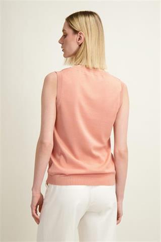 Brzoskwiniowy top damski z bawełną i kaszmirem 86973 - 549351