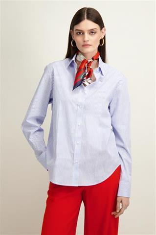 Błękitna bawełniana koszula damska 86919 - 566251