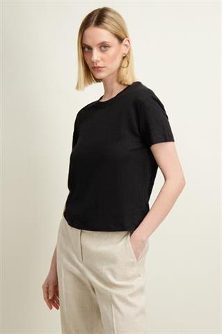 Czarny t-shirt damski z bawełną 87007 - 569561