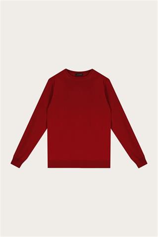 Bordowy męski sweter z wełny merino 74288 - 583951