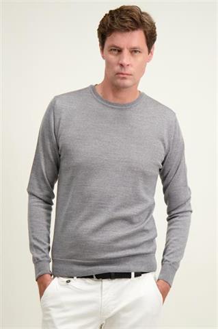 Szary sweter męski z wełny merino 74286 - 584001