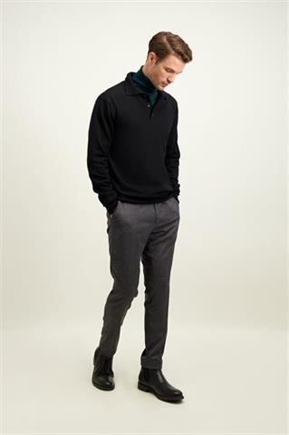 Czarne polo męskie z wełny merino 74220 - 595981