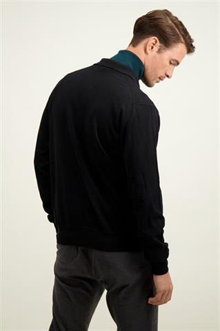 Czarne polo męskie z wełny merino 74220 - 595991