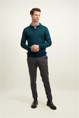 Zielony sweter męski z wełny merino 74277 - 596221