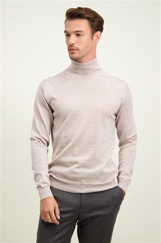 Beżowy golf męski z wełny merino 74278 - 596251
