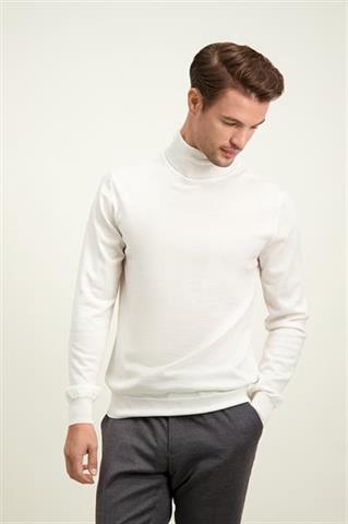 Golf męski z wełny merino w kolorze écru 74280 - 596291