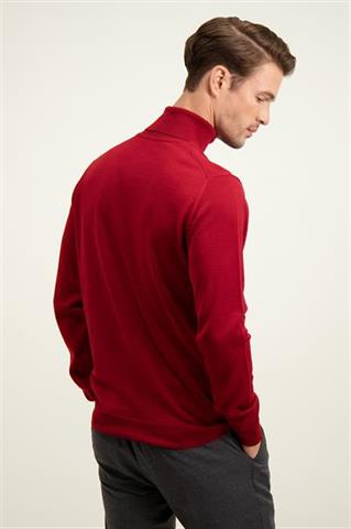 Bordowy golf męski z wełny merino 74281 - 596351