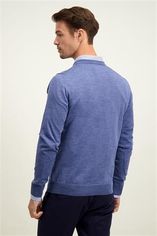 Niebieski sweter męski z wełny merino 74287 - 596481