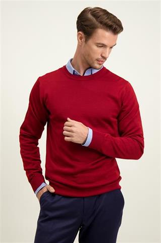 Bordowy męski sweter z wełny merino 74288 - 596501