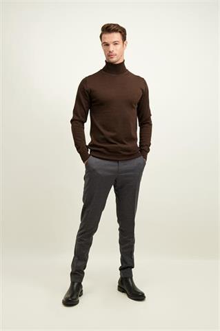 Brązowy golf męski z wełny merino 74298 - 596931