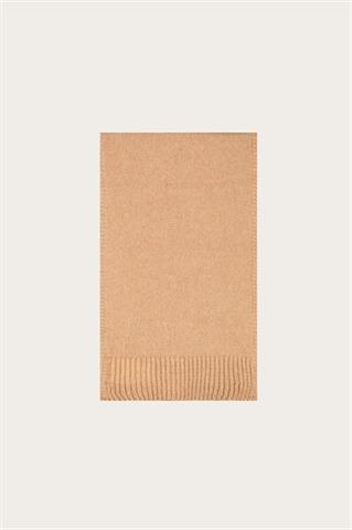 Kamelowy szal damski z wełną merino 87149 - 597471