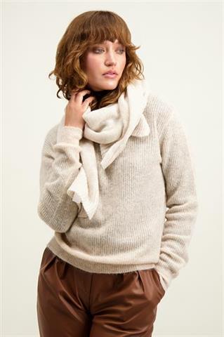 Szal damski z wełną merino w kolorze ecru 87147 - 600081
