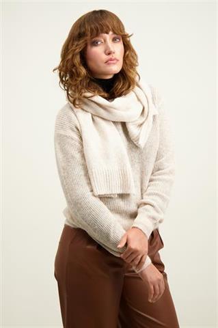 Szal damski z wełną merino w kolorze ecru 87147 - 600091