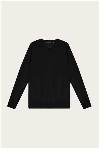 Czarny sweter męski z wełny merino 74267 - 601881