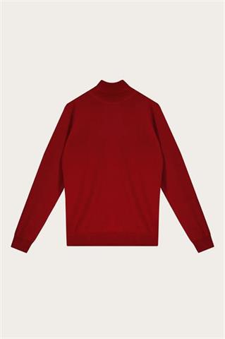 Bordowy golf męski z wełny merino 74281 - 601991