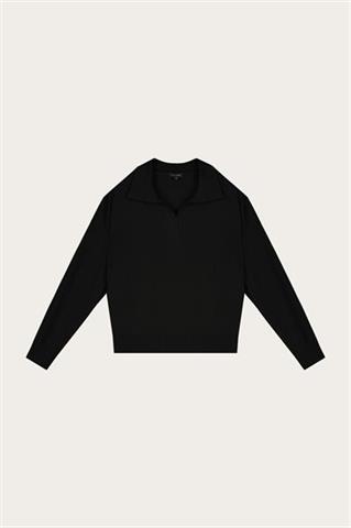 Czarny sweter damski z wełną merino 87121 - 603321