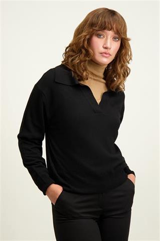 Czarny sweter damski z wełną merino 87121 - 603331