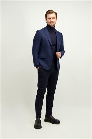 Granatowa marynarka męska z wełną 46460 - 607681