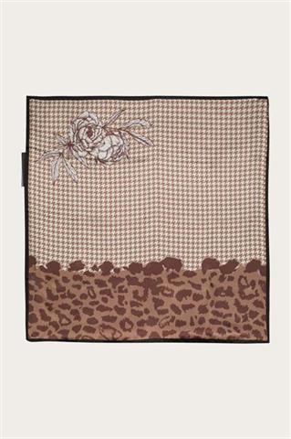 Brązowo-biała apaszka damska 87212 - 609961