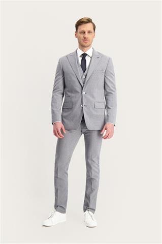 Granatowo-białe spodnie męskie chinos 60155 - 610671