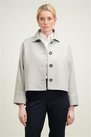 Elegancki szary wełniany płaszcz damski 87304 - 618831