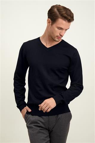 Granatowy sweter męski z wełny merino 74268 - 620641