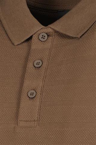 Brązowa koszulka polo męska z bawełną 76147 - 624371