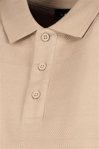 Beżowa koszulka polo męska z bawełną 76145 - 624441