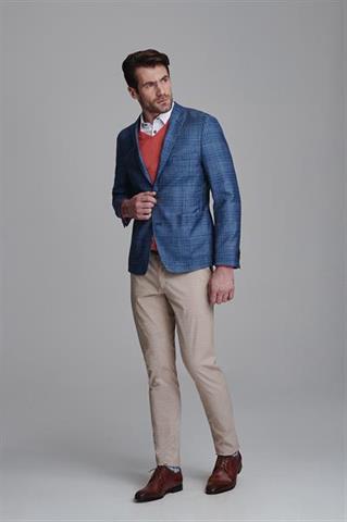 Koralowy sweter V-neck 72667 - 62481