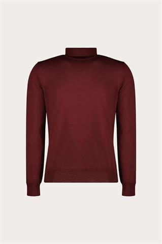 Bordowy golf męski z wełny merino 74360 - 636751