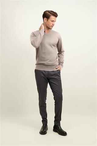 Beżowy sweter męski z wełny merino 74269 - 636991