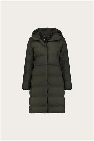 Puchowy płaszcz damski w kolorze khaki 87453 - 638831