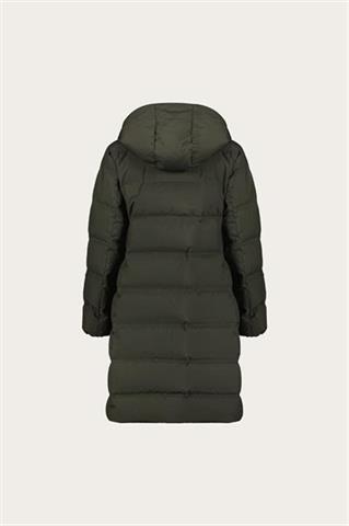 Puchowy płaszcz damski w kolorze khaki 87453 - 638841