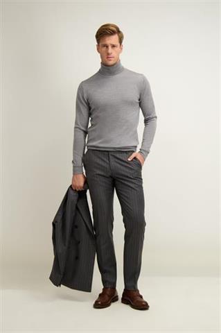Szary golf męski z wełny merino 74227 - 644011