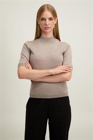 Beżowo-szary półgolf damski z wełny merino 87446 - 650231
