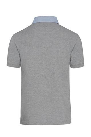 Szara melanżowa koszulka polo z kołnierzykiem w kratkę 72969 - 67231