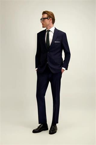 Granatowe wełniane spodnie męskie - Marlane TRAVEL SUIT 64866 - 676551