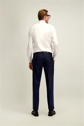 Granatowe wełniane spodnie męskie - Marlane TRAVEL SUIT 64866 - 676571