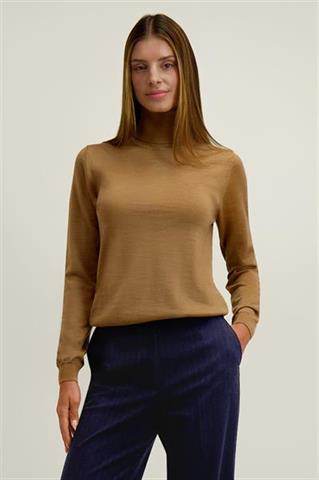 Beżowy golf damski z wełny merino - 100% merino 87117 - 681681