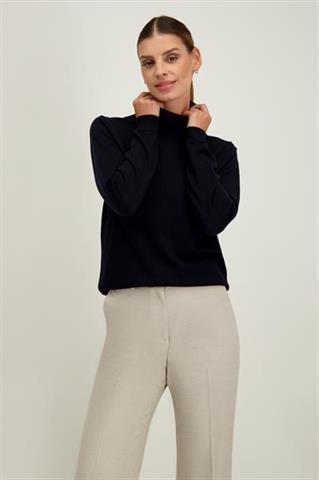 Granatowy golf damski z wełny merino 87116 - 684921