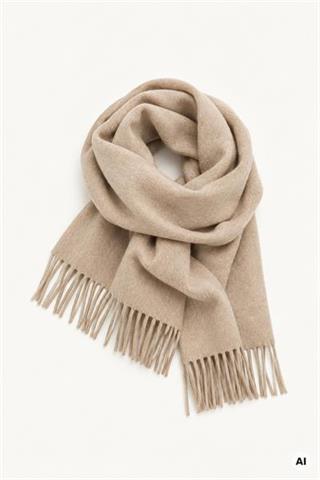 Beżowo-szary wełniany szal damski 87781 - 686511