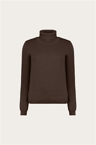 Brązowy golf damski z wełny merino 87760 - 687771