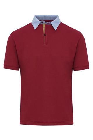 Koszulka polo męska z kołnierzykiem w kratkę 72899 - 70341