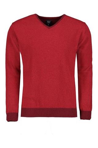Bordowy sweter męski V-Neck 73820 - 82221