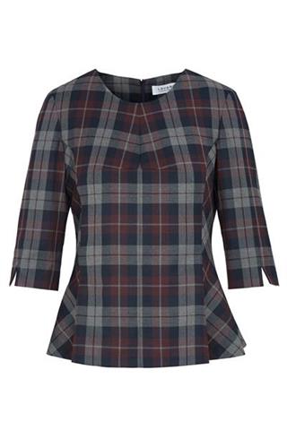 Bluzka w kratę z baskinką 84209 - 99271