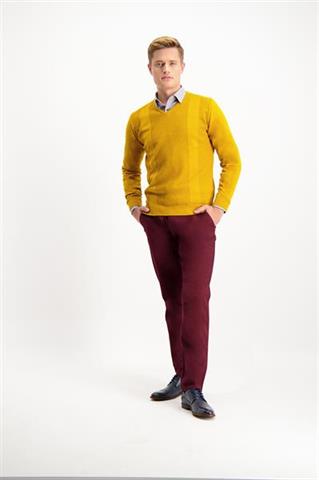 Musztardowy męski sweter V-Neck 73811 - 99741