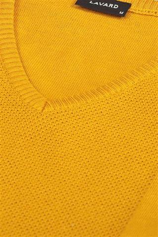Musztardowy męski sweter V-Neck 73811 - 99771